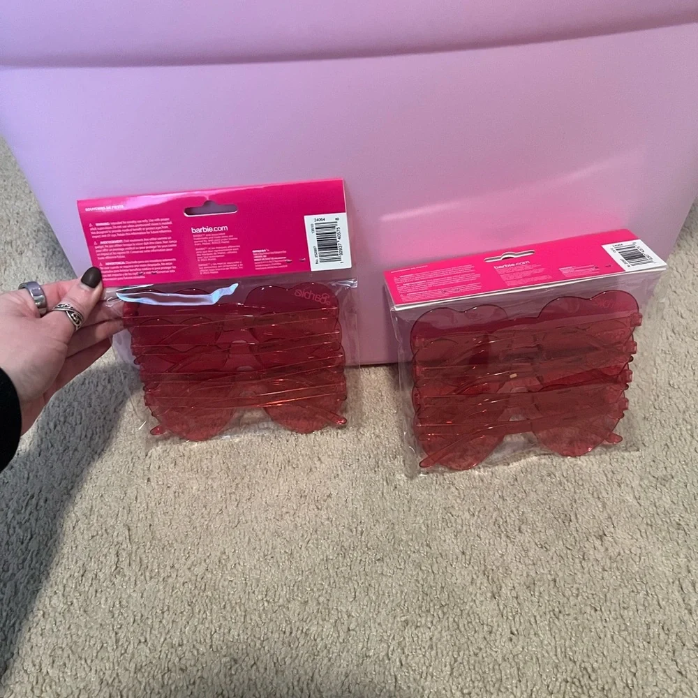 Barbie Hot Pink Heart Glasses 2 Packs of 4 (8 pairs of glasses total)